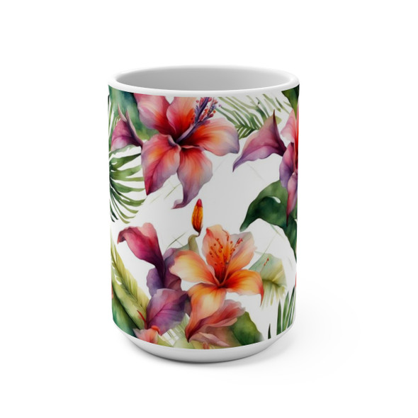 Tropical Splash Watercolor Coffee or Tea Mug 15oz| Floral Inspired| Coffee Tea Cocoa