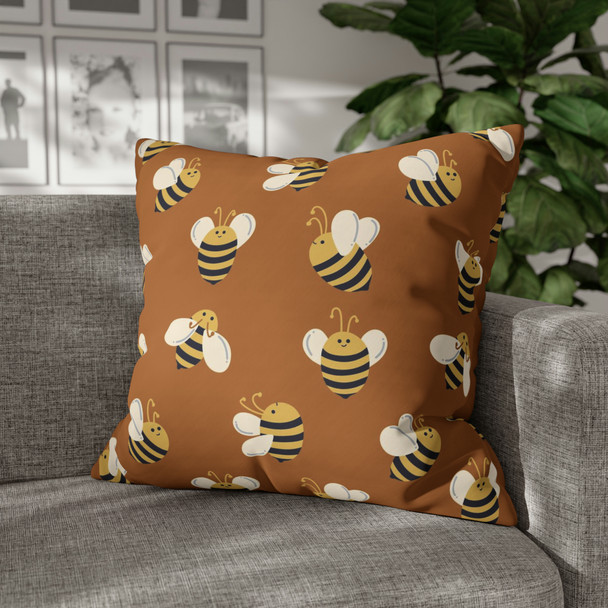 Country Decor Cute Bee Pattern Throw Pillow Cover| Super Soft Polyester Accent Pillow