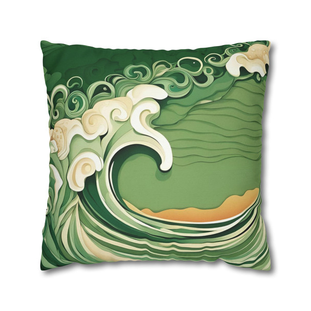 Pillow Case Green Waves and Sand Throw Pillows| Green Waves and Sand Throw Pillow | Living Room, Nursery, Bedroom, Dorm Room Pillows