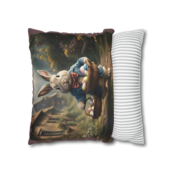 Pillow Case Alfred Easter Bunny With Baskets of Eggs Throw Pillows| Alfred Rabbit Throw Pillow | Living Room, Nursery, Bedroom, Dorm Pillows