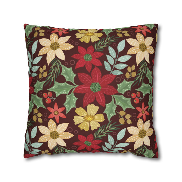 Poinsettia Style Throw Pillows| Living Room Sofa Throw Pillow, Nursery, Bedroom, Dorm Pillow