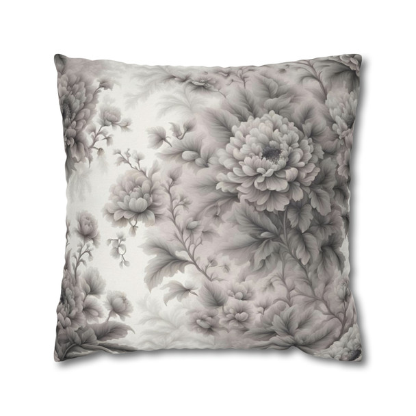 Pillow Case Gray Floral Throw Pillow| Throw Pillows | Living Room, Bedroom, Dorm Room Pillows