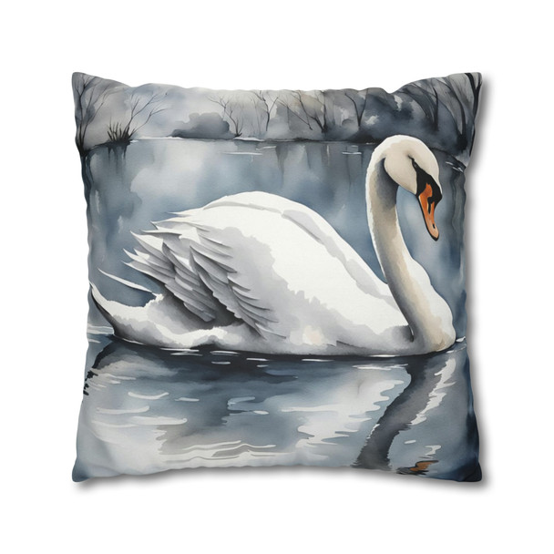 Pillow Case Winter Swan WatercolorThrow Pillows| Swan Throw Pillow | Living Room, Nursery, Bedroom, Dorm Room Pillows