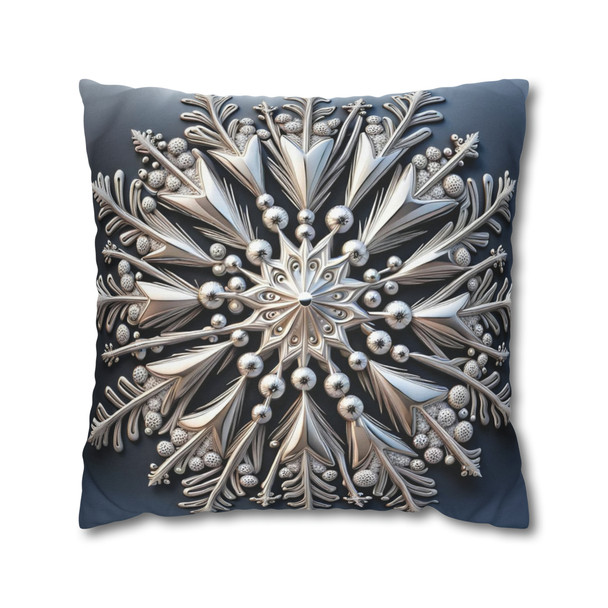 Pillow Case Snowflake in Sterling Silver Throw Pillows| Christmas Throw Pillow | Winter Cottagecore | Living Room, Dorm Room Pillows