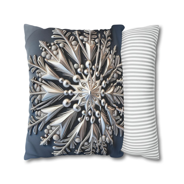 Pillow Case Snowflake in Sterling Silver Throw Pillows| Christmas Throw Pillow | Winter Cottagecore | Living Room, Dorm Room Pillows
