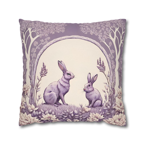 Pillow Case Lavender Rabbits Throw Pillows| William Morris Inspired Design Throw Pillow | Cottagecore | Living Room, Dorm Room Pillows