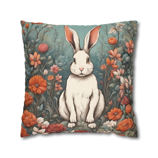 Pillow Case Vintage Garden Bunny Pillows| Spring Easter Rabbit Throw Pillow | Living Room, Nursery, Bedroom, Dorm Room Pillows
