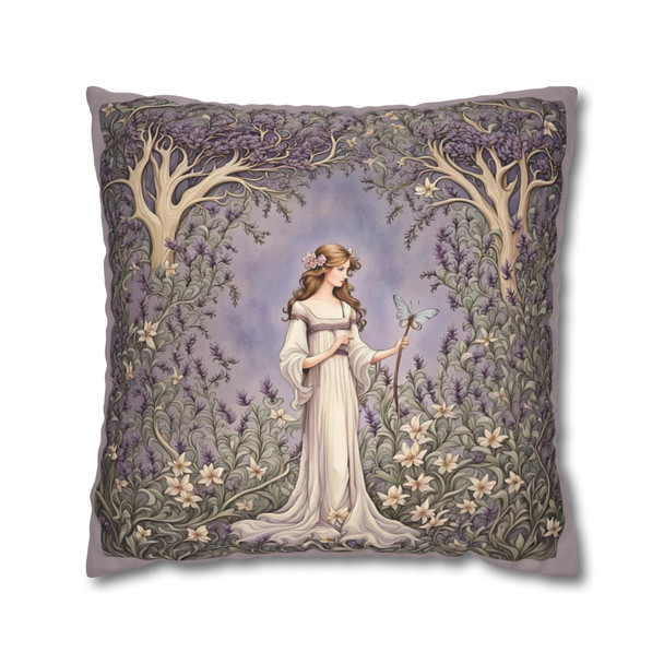 Pillow Case Lavender Woodland Fae Fairy Throw Pillows| William Morris Inspired Throw Pillow | Cottagecore | Living Room, Dorm Room Pillows