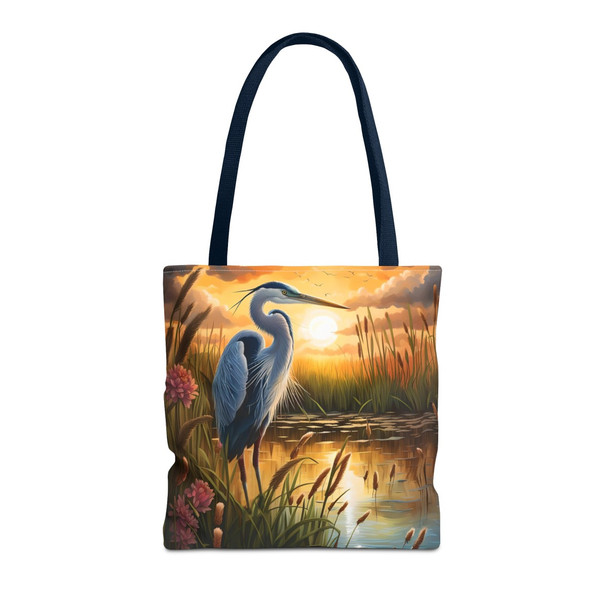 Blue Heron Tote Bag| Book Tote| Wildlife Design Beach Bag| Overnight Tote| Weekender Bag| Three Sizes