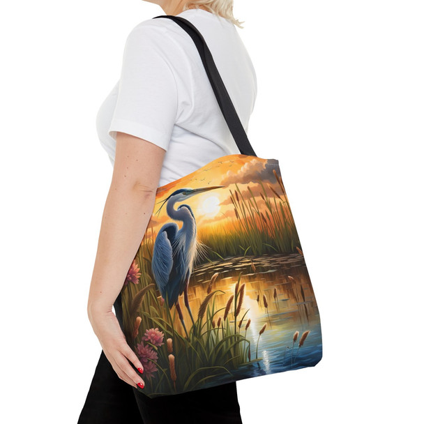 Blue Heron Tote Bag| Book Tote| Wildlife Design Beach Bag| Overnight Tote| Weekender Bag| Three Sizes