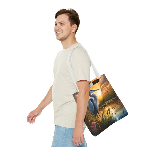 Blue Heron Tote Bag| Book Tote| Wildlife Design Beach Bag| Overnight Tote| Weekender Bag| Three Sizes