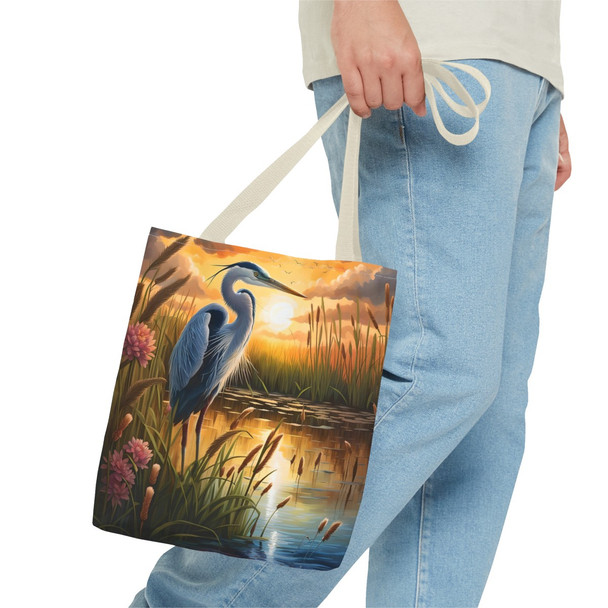 Blue Heron Tote Bag| Book Tote| Wildlife Design Beach Bag| Overnight Tote| Weekender Bag| Three Sizes