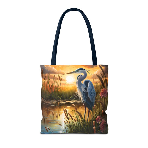Blue Heron Tote Bag| Book Tote| Wildlife Design Beach Bag| Overnight Tote| Weekender Bag| Three Sizes