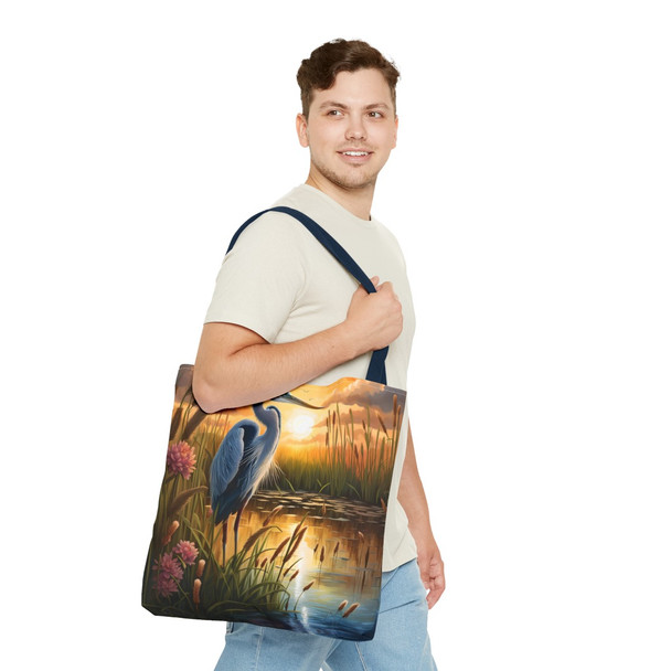 Blue Heron Tote Bag| Book Tote| Wildlife Design Beach Bag| Overnight Tote| Weekender Bag| Three Sizes