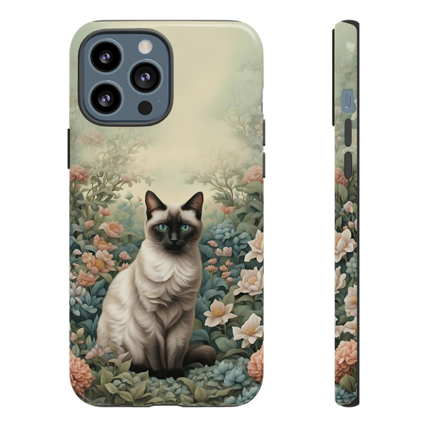 Siamese Cat on a Misty Morning Tough Cell Phone Case| iPhone, Samsung Galaxy and Google Pixel Devices |Glossy or Matte Options