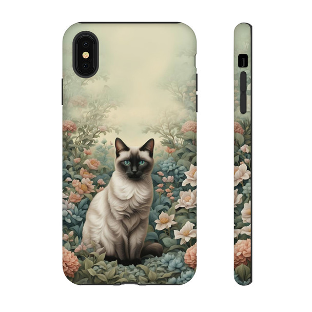 Siamese Cat on a Misty Morning Tough Cell Phone Case| iPhone, Samsung Galaxy and Google Pixel Devices |Glossy or Matte Options