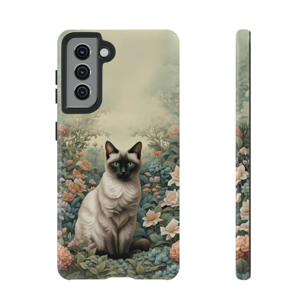 Siamese Cat on a Misty Morning Tough Cell Phone Case| iPhone, Samsung Galaxy and Google Pixel Devices |Glossy or Matte Options