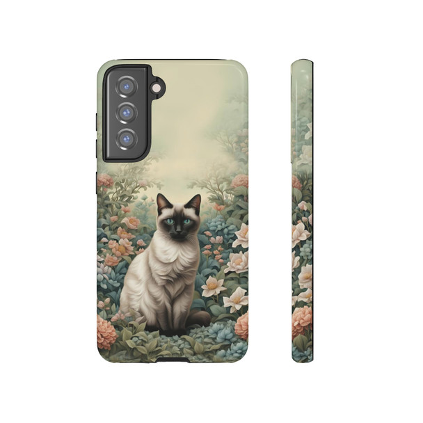 Siamese Cat on a Misty Morning Tough Cell Phone Case| iPhone, Samsung Galaxy and Google Pixel Devices |Glossy or Matte Options