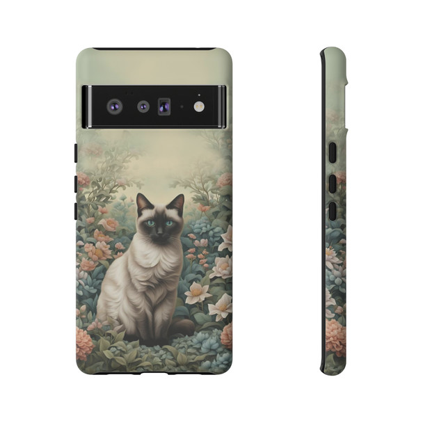 Siamese Cat on a Misty Morning Tough Cell Phone Case| iPhone, Samsung Galaxy and Google Pixel Devices |Glossy or Matte Options