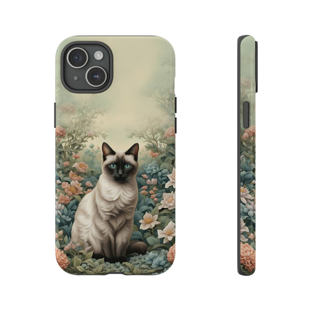 Siamese Cat on a Misty Morning Tough Cell Phone Case| iPhone, Samsung Galaxy and Google Pixel Devices |Glossy or Matte Options