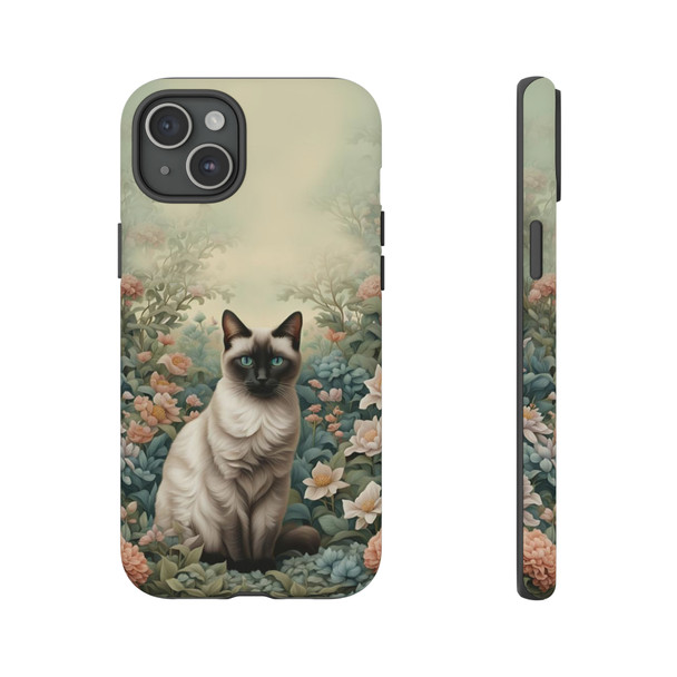 Siamese Cat on a Misty Morning Tough Cell Phone Case| iPhone, Samsung Galaxy and Google Pixel Devices |Glossy or Matte Options