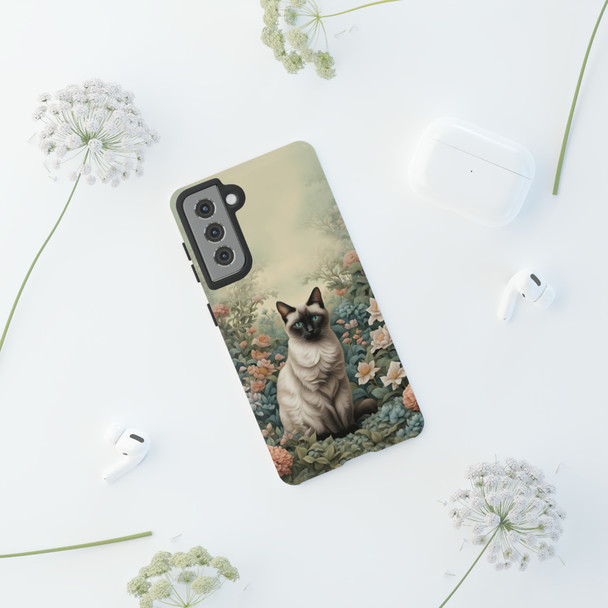 Siamese Cat on a Misty Morning Tough Cell Phone Case| iPhone, Samsung Galaxy and Google Pixel Devices |Glossy or Matte Options