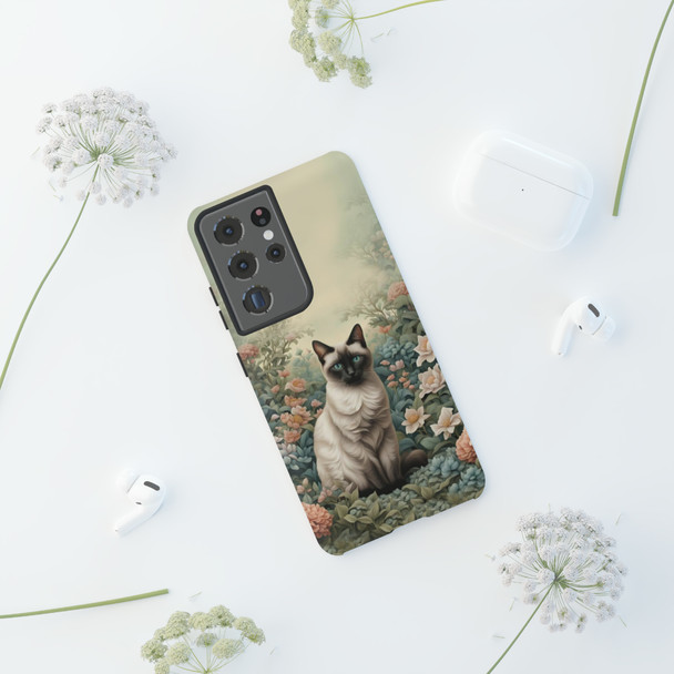 Siamese Cat on a Misty Morning Tough Cell Phone Case| iPhone, Samsung Galaxy and Google Pixel Devices |Glossy or Matte Options