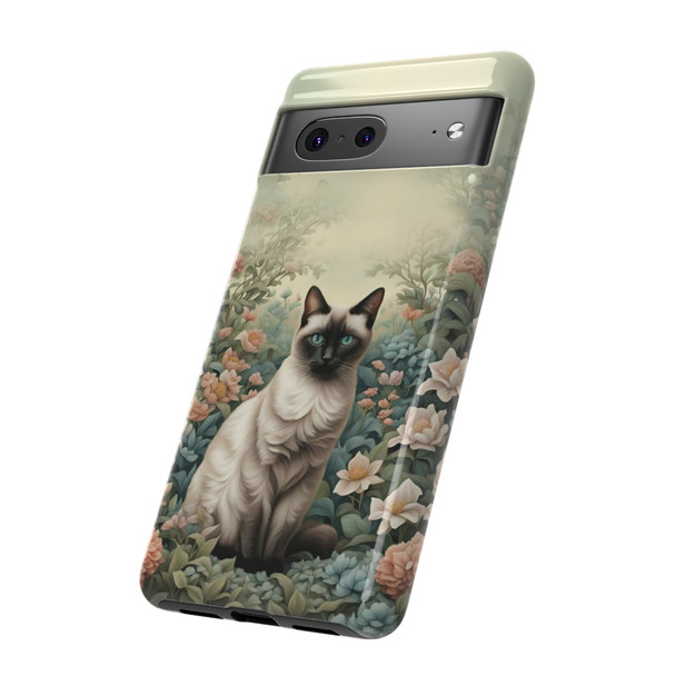 Siamese Cat on a Misty Morning Tough Cell Phone Case| iPhone, Samsung Galaxy and Google Pixel Devices |Glossy or Matte Options