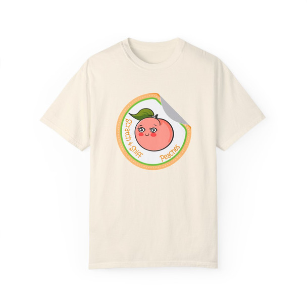 Peaches Scratch and Sniff Sticker T Shirt| 90's Nostalgia Tee| Comfort Colors| Unisex Garment-Dyed T-shirt