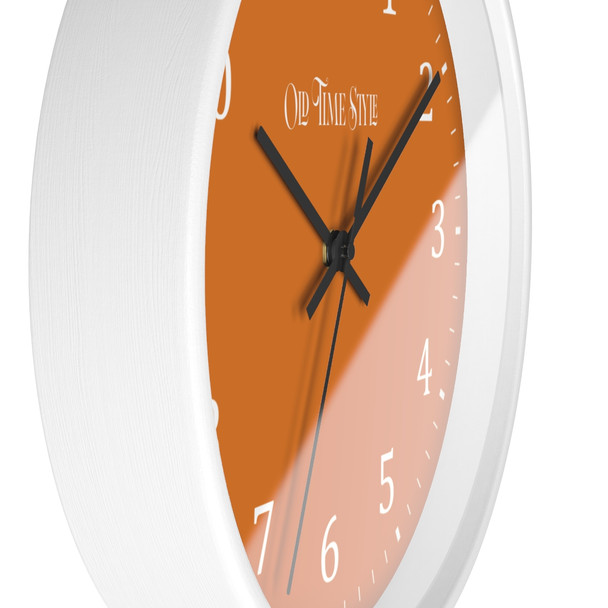 Pumpkin Orange Minimalist Wall Clock, Wooden Frame, Old Time Style, Simplistic, Trendy, Elegant, Stylish, Classic but Modern Look Clock