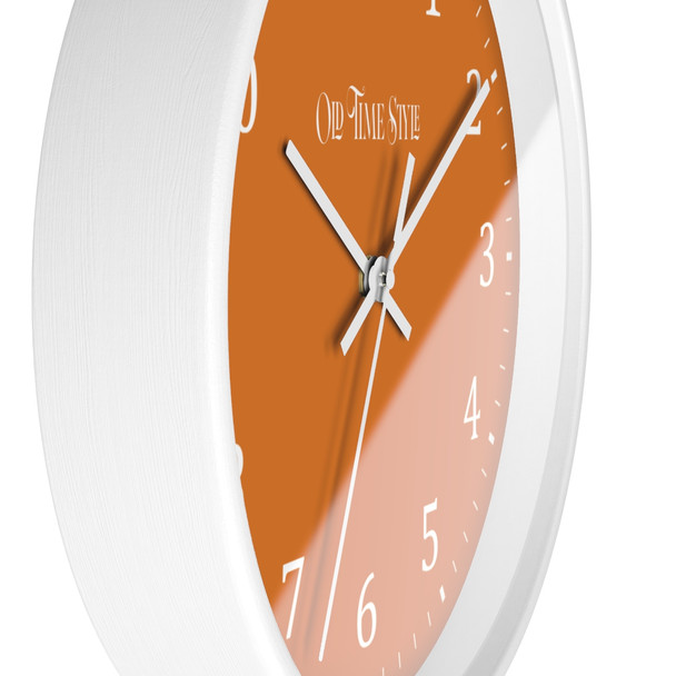 Pumpkin Orange Minimalist Wall Clock, Wooden Frame, Old Time Style, Simplistic, Trendy, Elegant, Stylish, Classic but Modern Look Clock