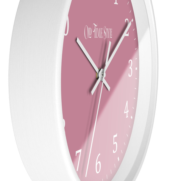 Mauve Pink Minimalist Wall Clock, Wooden Frame, Old Time Style, Simplistic, Trendy Design, Elegant, Stylish, Classic but Modern Look Clock