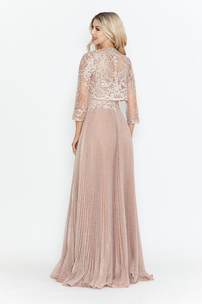 Lenovia 8341C Mothers Formal Gown With Matching Lace Jacket Blush