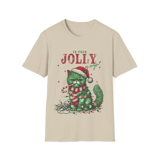 Is This Jolly Enough Grumpy Christmas Cat T Shirt| Adult Unisex Softstyle T-Shirt| Cat Lovers Gift| Christmas Birthday