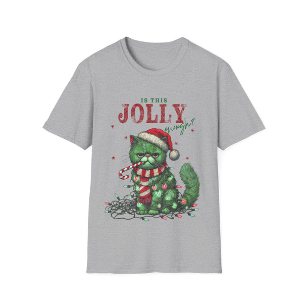 Is This Jolly Enough Grumpy Christmas Cat T Shirt| Adult Unisex Softstyle T-Shirt| Cat Lovers Gift| Christmas Birthday