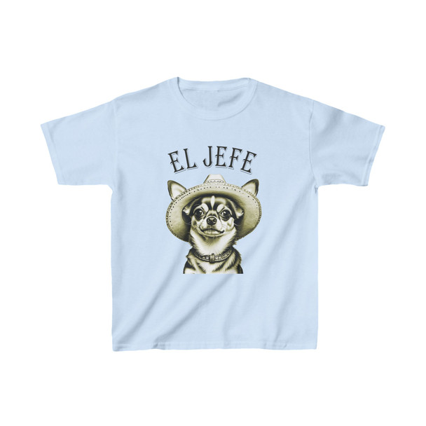 EL Jefe The Boss Kids Heavy Cotton Tee| Perfect for the Tiny Boss| Unisex Youth Tee| Christmas Birthday Gift Shirt| Cute Chihuahua Dog