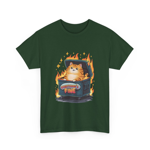 Everything's Fine Dumpster Fire Funny T shirts| Unisex Adult Tee| Funny Cat Shirt, cat lovers tee