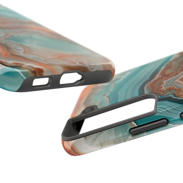 Teal Rust Agate Crystal Pattern Tough Phone Cases| iPhone 16 Pro Plus 15 14 13 Pro Max Plus, Samsung S24| gift for crystal, rock hounder