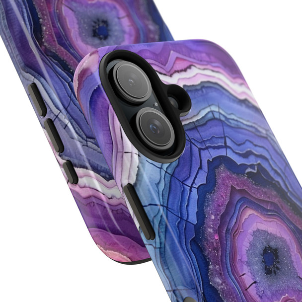 Agate Crystal Pattern Tough Phone Cases Purple Blue| iPhone 16 Pro Plus 15 14 13 Pro Max Plus etc. Cases Samsung S24 etc. cell phone covers