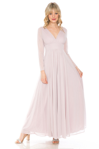 Lenovia 5234 Long Sleeve Kakao Bridesmaid Gown Mauve