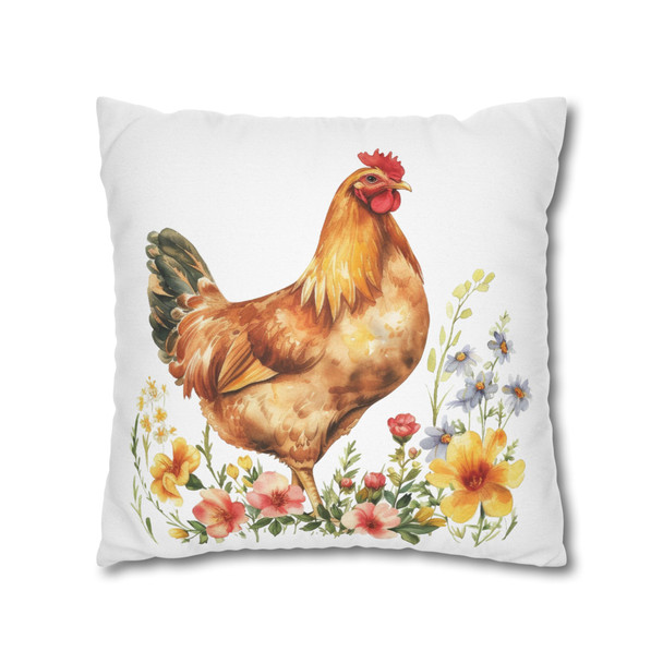 Country Hen Chicken Throw Pillow Cover |Country Cottagecore| Farmhouse Living Room, Bedroom, Dorm Room Pillows