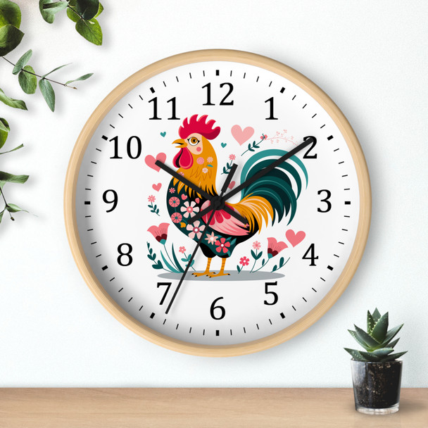 Charming Rooster Wall Clock - 10 Inch, Farmhouse Decor, Country Style, Kitchen Clock, Unique Gift, Home Accents, Spring Decor