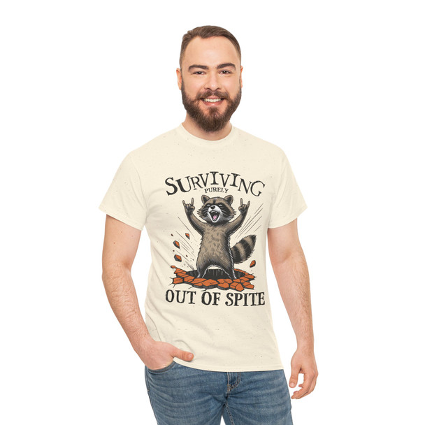 Funny Raccoon Shirt, 'Surviving Purely Out of Spite', Gift for Raccoon Lovers, Sassy Humor Tee, Birthday Gift, Casual Wear, Fathers Day