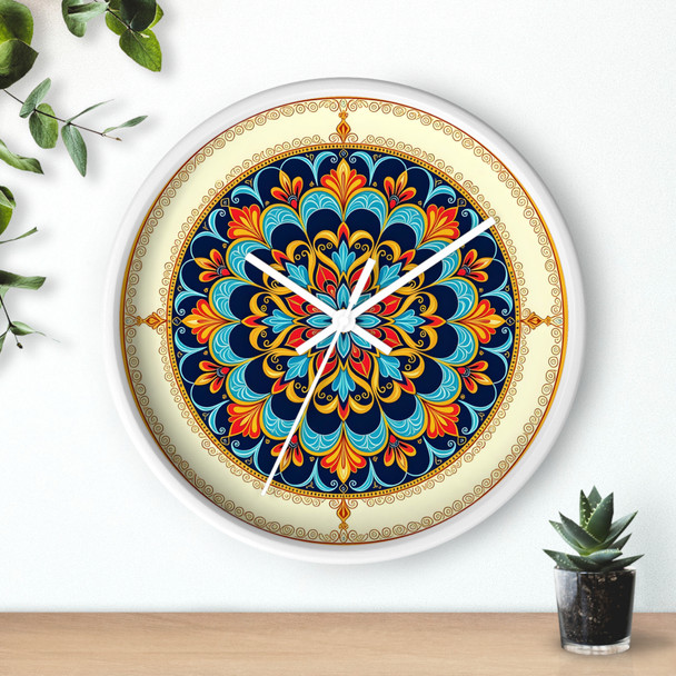 Elegant Mandala Wall Clock - Bohemian Home Decor, Colorful Clock for Living Room, Unique Gift for Housewarming, Timeless Art Piece