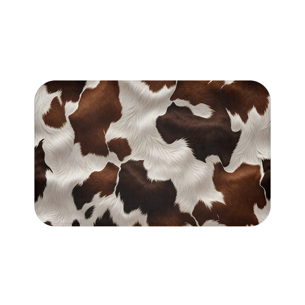 Cow Print Bath Mat, Rustic Farmhouse Decor, Bathroom Accent Rug, Animal Print Home Decor, Gift for Animal Lovers