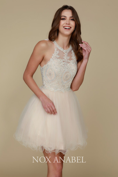 Nox Anabel B 652 Short Halter Style Tulle Party or Prom Dress