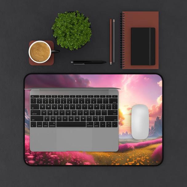 Tree of Life Rowan Tree in Pink and Yellow Desk Mat. Unique gaming pad or desk protector. Three sizes for all of your mousepad needs.