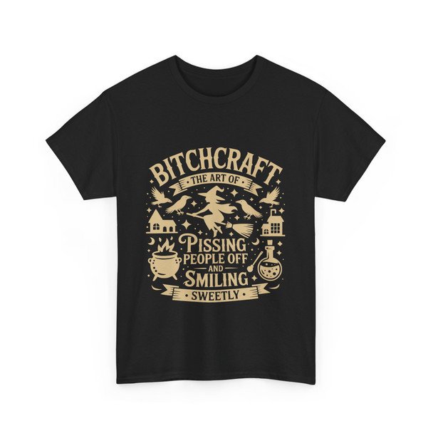Bitchcraft Unisex Heavy Cotton Tee, Funny Witch Tee, Halloween Shirt, Gift for Witches, Witchcraft Humor, Casual Wear, FB