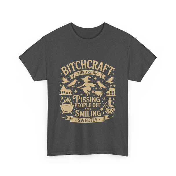Bitchcraft Unisex Heavy Cotton Tee, Funny Witch Tee, Halloween Shirt, Gift for Witches, Witchcraft Humor, Casual Wear, FB