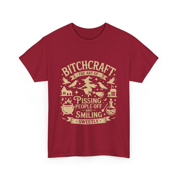 Bitchcraft Unisex Heavy Cotton Tee, Funny Witch Tee, Halloween Shirt, Gift for Witches, Witchcraft Humor, Casual Wear, FB